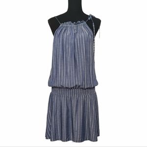Amanda Uprichard Smock Drop Waist Metallic Trim Halter Dress Womens Sz Med